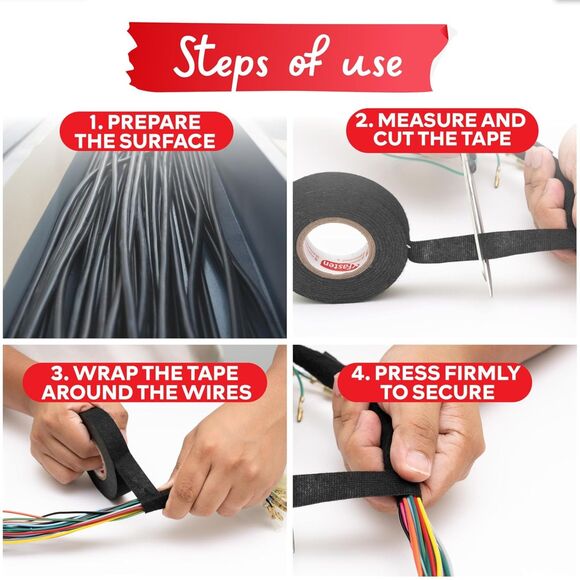 XFasten Wire Harness Tape 3/4 Inch x 50 ft 4(3-Pack 150ft Total) 12 rolls total - Picture 4 of 10